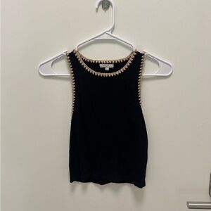 Z Supply Black cropped Avril Top with tan Trim